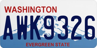 WA license plate AWK9326