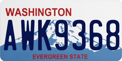 WA license plate AWK9368