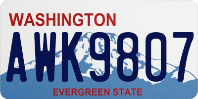 WA license plate AWK9807