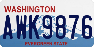 WA license plate AWK9876