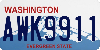 WA license plate AWK9911