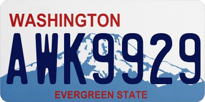 WA license plate AWK9929