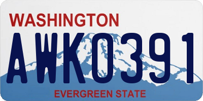 WA license plate AWKO391