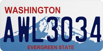WA license plate AWL3034