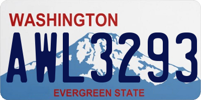WA license plate AWL3293