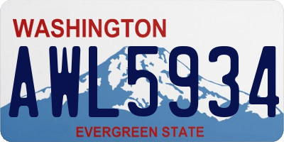WA license plate AWL5934
