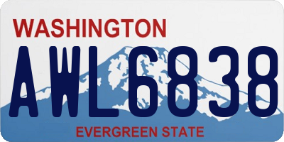 WA license plate AWL6838
