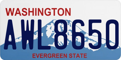 WA license plate AWL8650