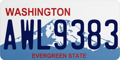 WA license plate AWL9383