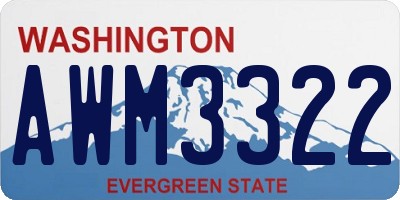 WA license plate AWM3322