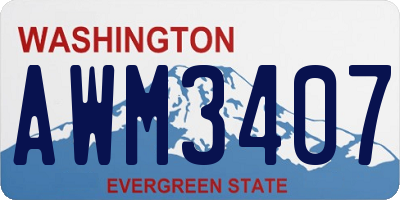 WA license plate AWM3407