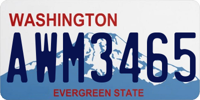 WA license plate AWM3465