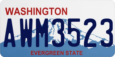 WA license plate AWM3523