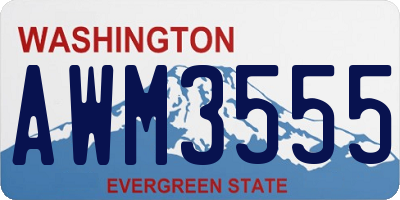 WA license plate AWM3555