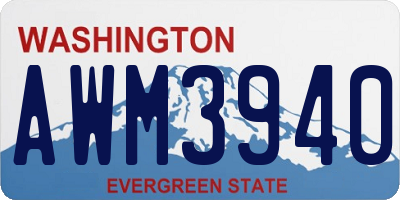 WA license plate AWM3940