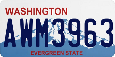 WA license plate AWM3963