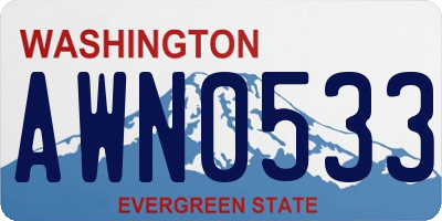 WA license plate AWN0533