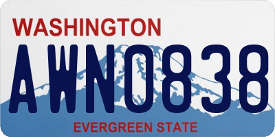 WA license plate AWN0838