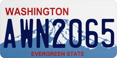 WA license plate AWN2065