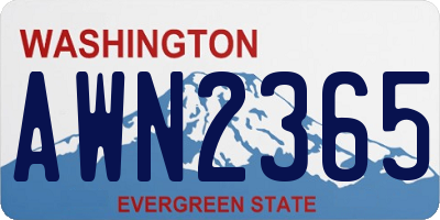 WA license plate AWN2365