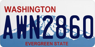 WA license plate AWN2860
