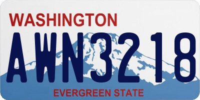 WA license plate AWN3218