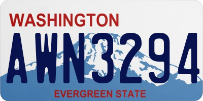 WA license plate AWN3294