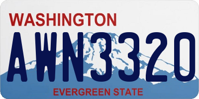 WA license plate AWN3320