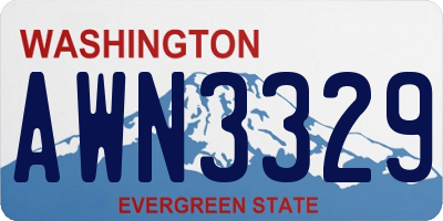 WA license plate AWN3329