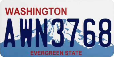 WA license plate AWN3768
