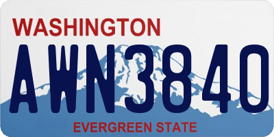 WA license plate AWN3840