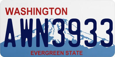 WA license plate AWN3933