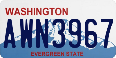 WA license plate AWN3967