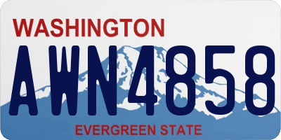 WA license plate AWN4858