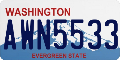 WA license plate AWN5533