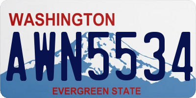 WA license plate AWN5534