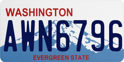 WA license plate AWN6796