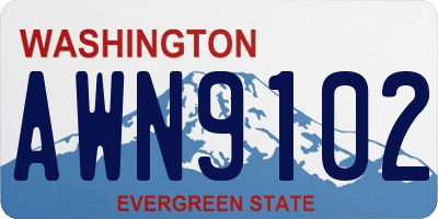 WA license plate AWN9102