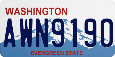 WA license plate AWN9190