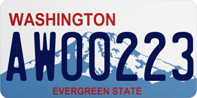 WA license plate AWO0223