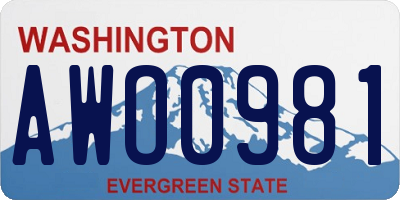 WA license plate AWO0981