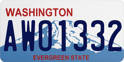 WA license plate AWO1332