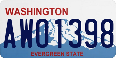 WA license plate AWO1398