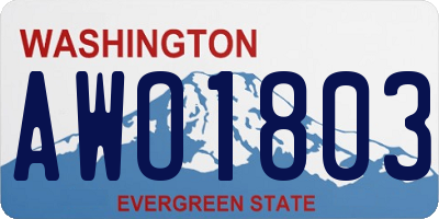 WA license plate AWO1803