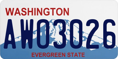 WA license plate AWO3026
