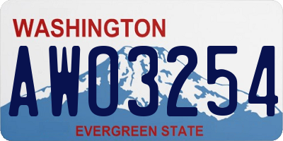 WA license plate AWO3254