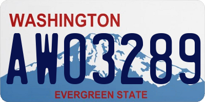 WA license plate AWO3289