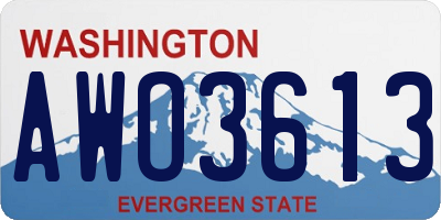 WA license plate AWO3613
