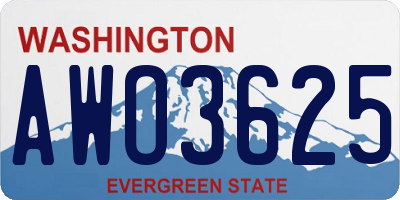 WA license plate AWO3625