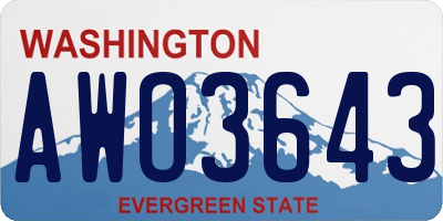 WA license plate AWO3643